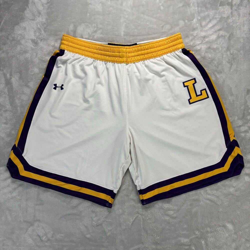 Vintage Under Armour Mens Authentic Short Sz LG, Basquetball Elastic Waist white